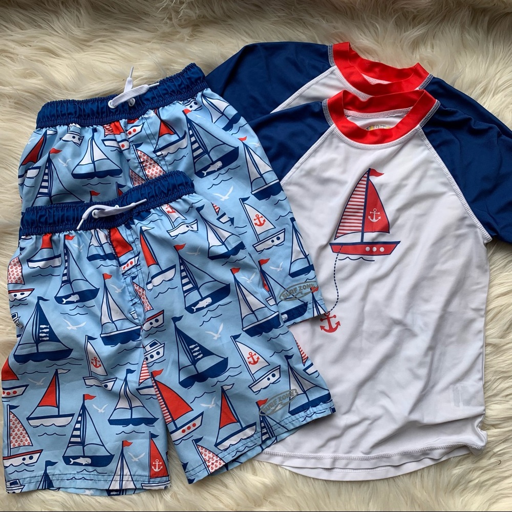❤️Surf Zone❤️Boys 5/6 Board Shorts & Rash top